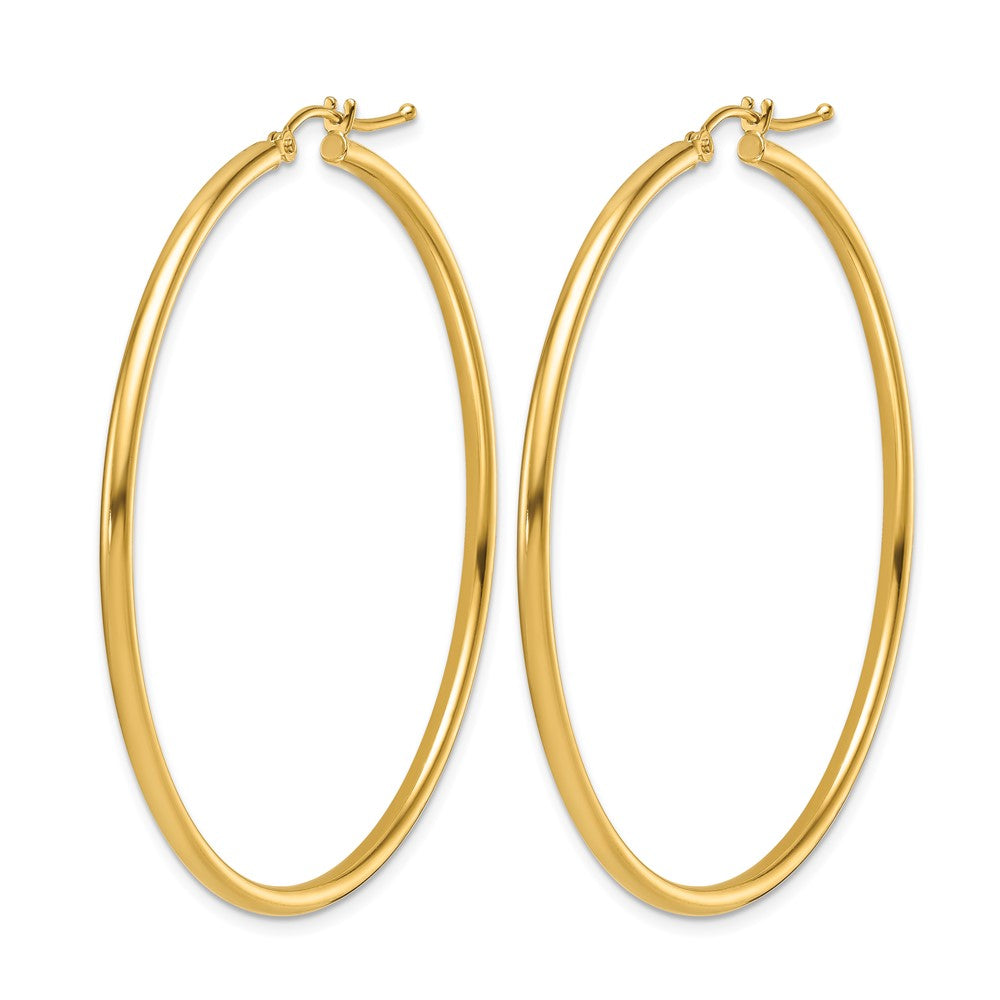 14K Yellow Gold Polished 2mm Hoop Earrings