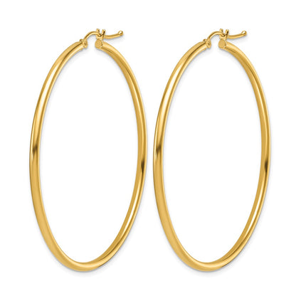 14K Yellow Gold Polished 2mm Hoop Earrings