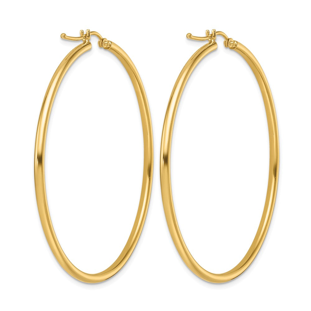 14K Yellow Gold Polished 2mm Hoop Earrings