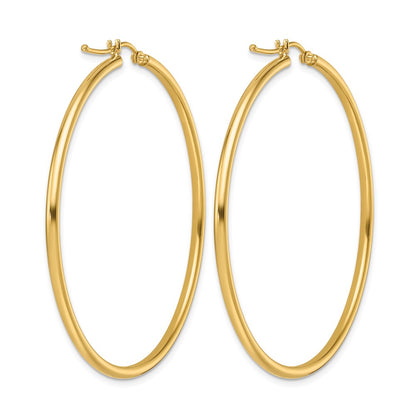 14K Yellow Gold Polished 2mm Hoop Earrings