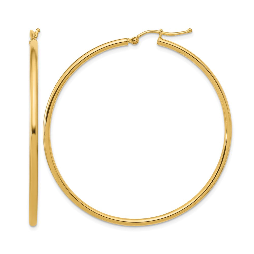 14K Yellow Gold Polished 2mm Hoop Earrings