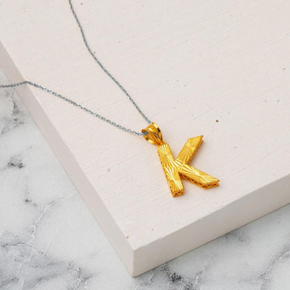 22K Yellow Gold K Initial Pendant