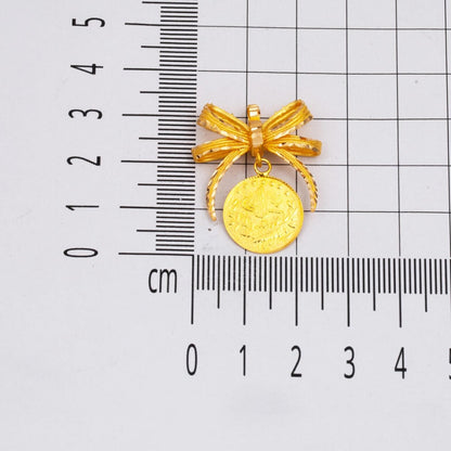 22K Yellow Gold Quarter Coin Ottoman Resat Coin Necklace