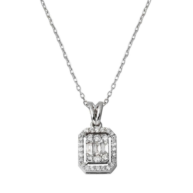 14K White Gold Baguette Cut Diamond Necklace