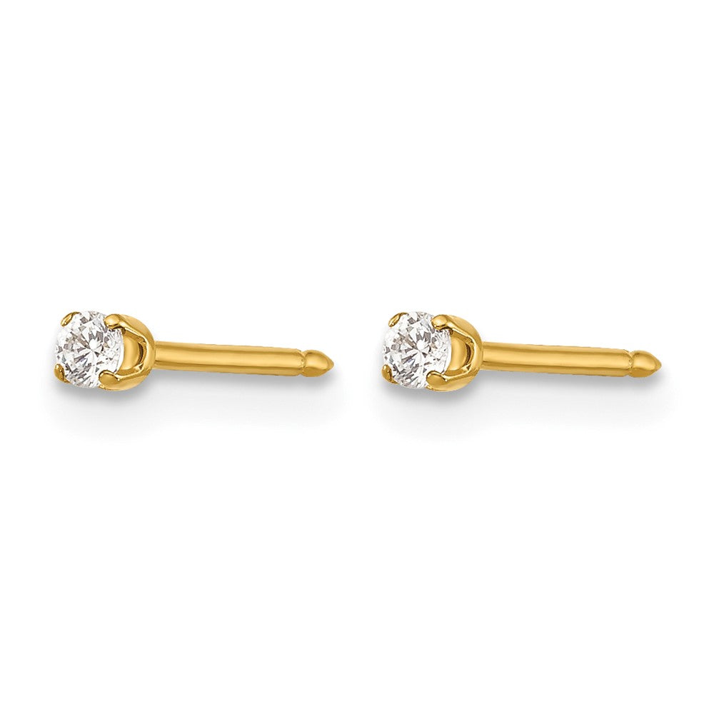 14K Yellow Gold 2mm CZ Earrings