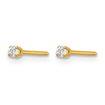 14K Yellow Gold 2mm CZ Earrings