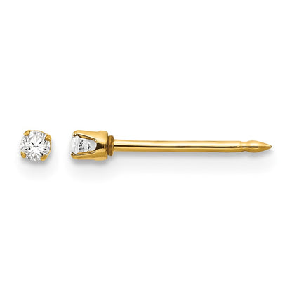 14K Yellow Gold 2mm CZ Earrings