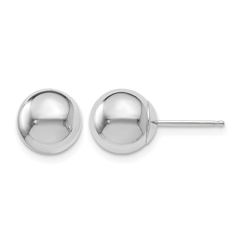 14K White Gold Polished 8mm Ball Post Earrings
