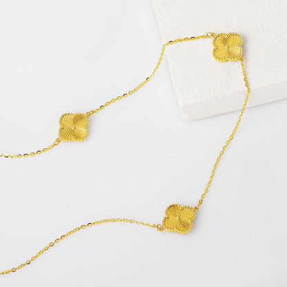 14K Yellow Gold Three Clover Necklace