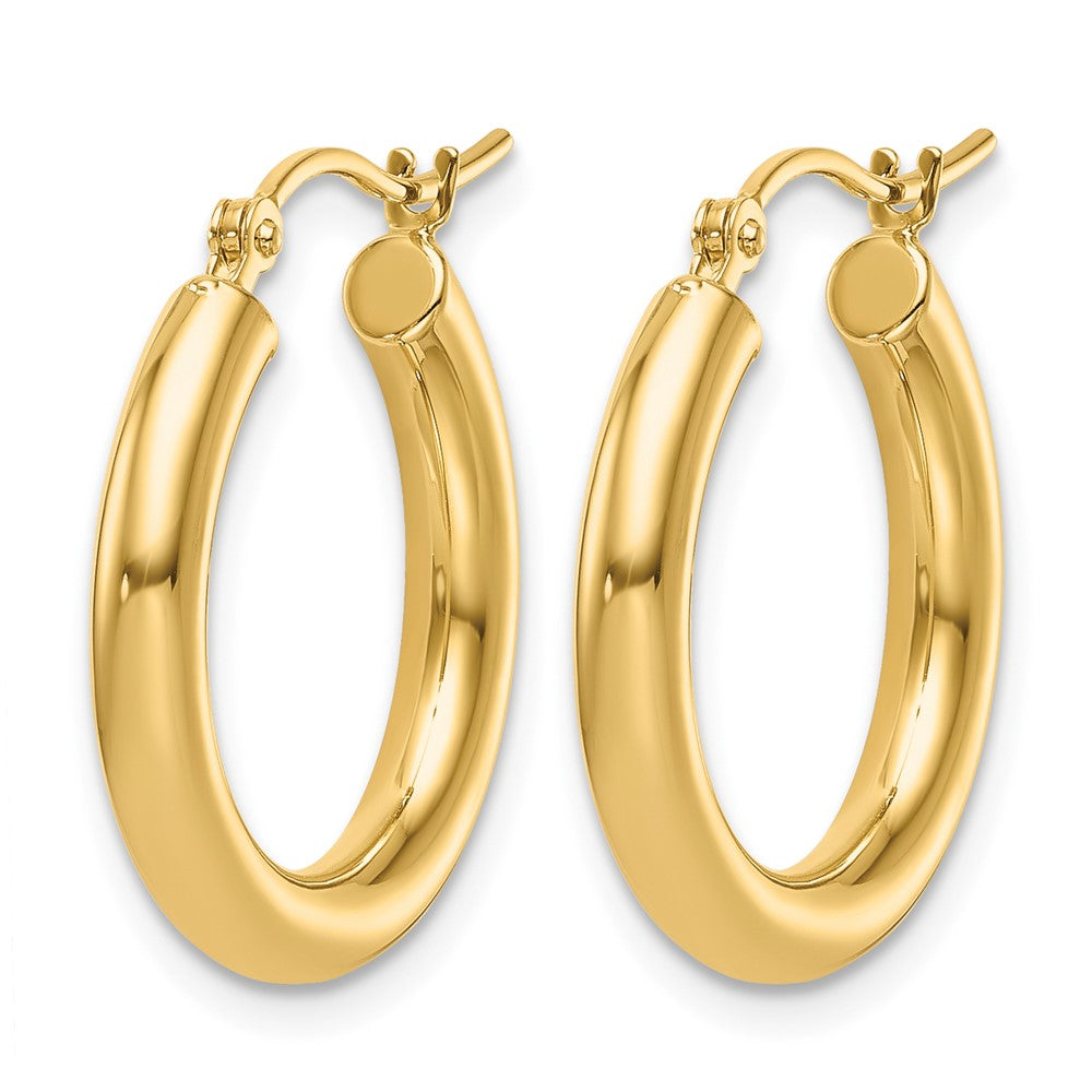 14K Yellow Gold Polished 3mm Hoop Earrings
