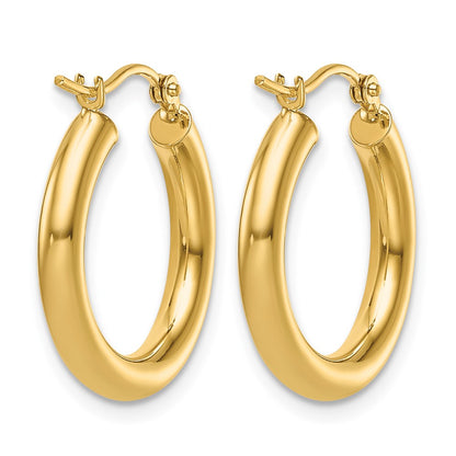 14K Yellow Gold Polished 3mm Hoop Earrings