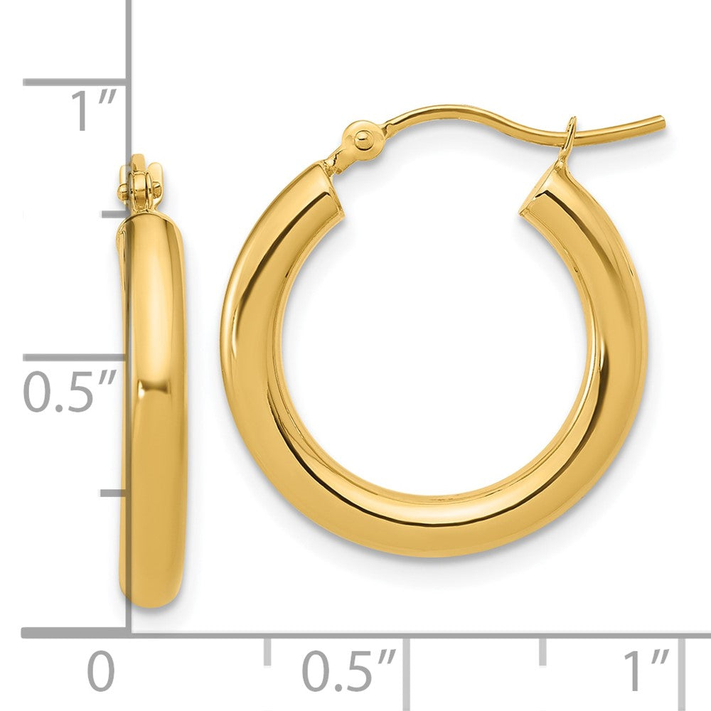 14K Yellow Gold Polished 3mm Hoop Earrings