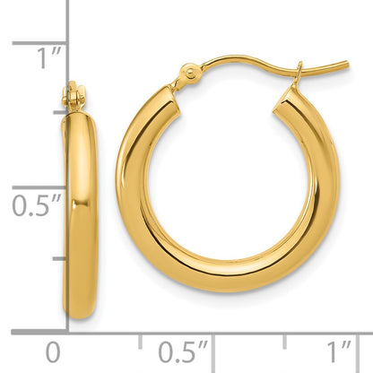 14K Yellow Gold Polished 3mm Hoop Earrings