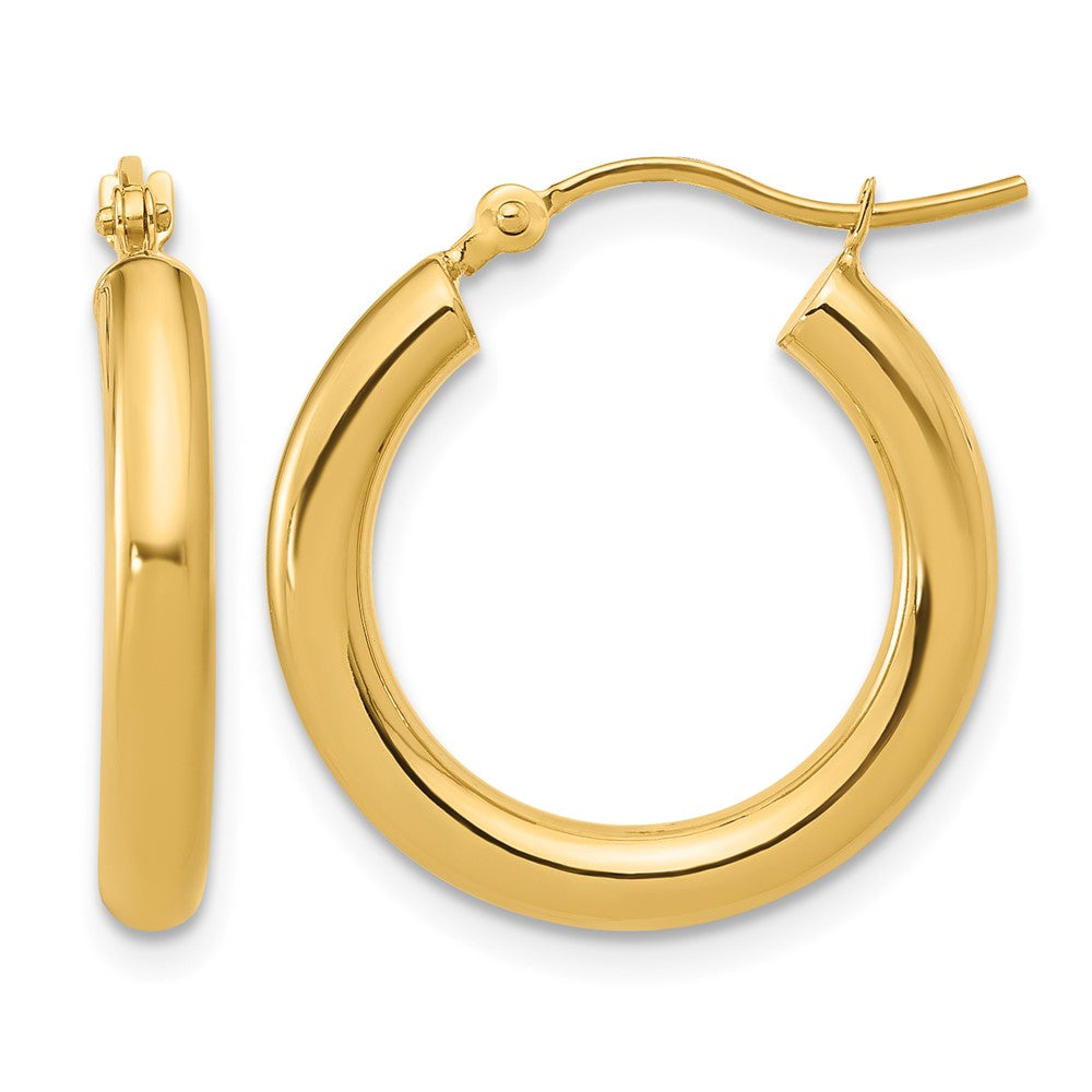 14K Yellow Gold Polished 3mm Hoop Earrings