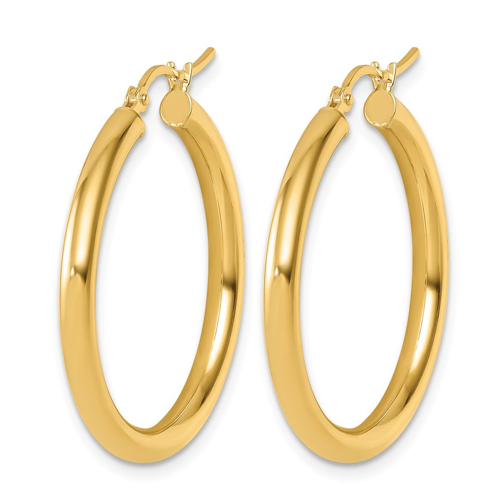 14K Yellow Gold Polished 3mm Hoop Earrings