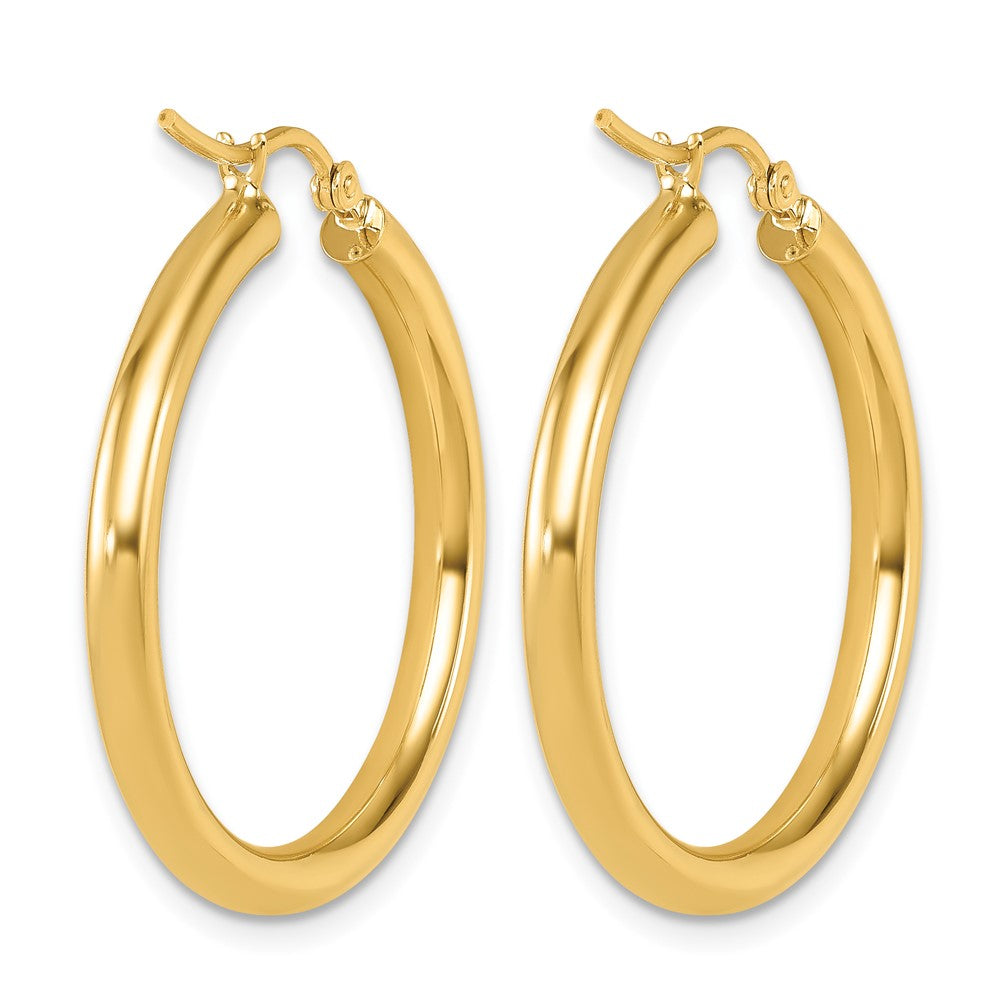 14K Yellow Gold Polished 3mm Hoop Earrings