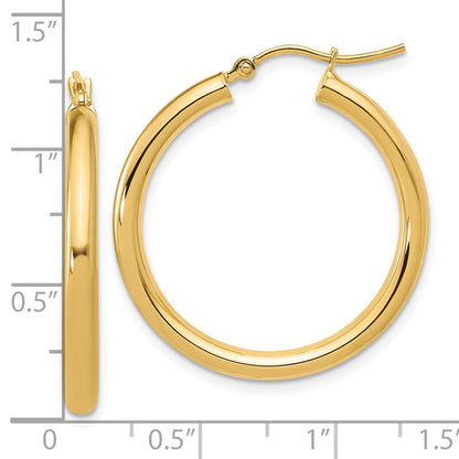 14K Yellow Gold Polished 3mm Hoop Earrings