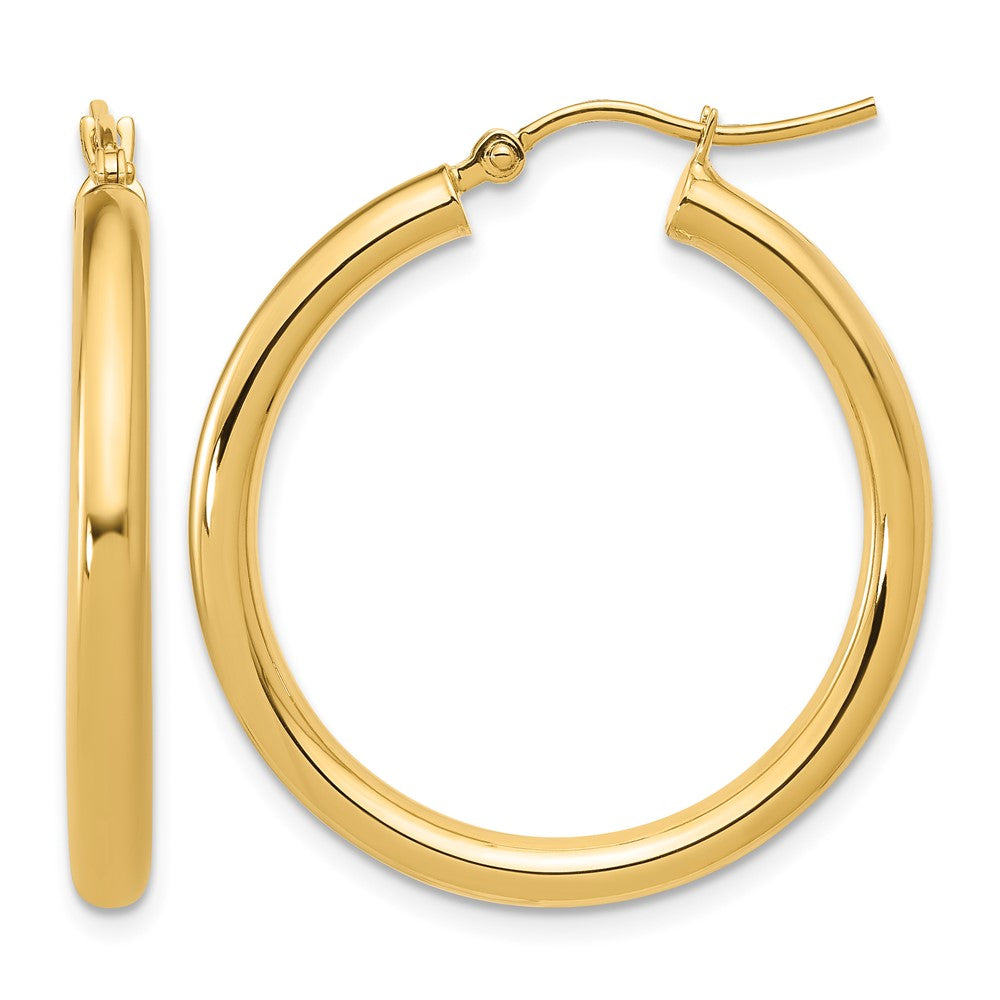 14K Yellow Gold Polished 3mm Hoop Earrings