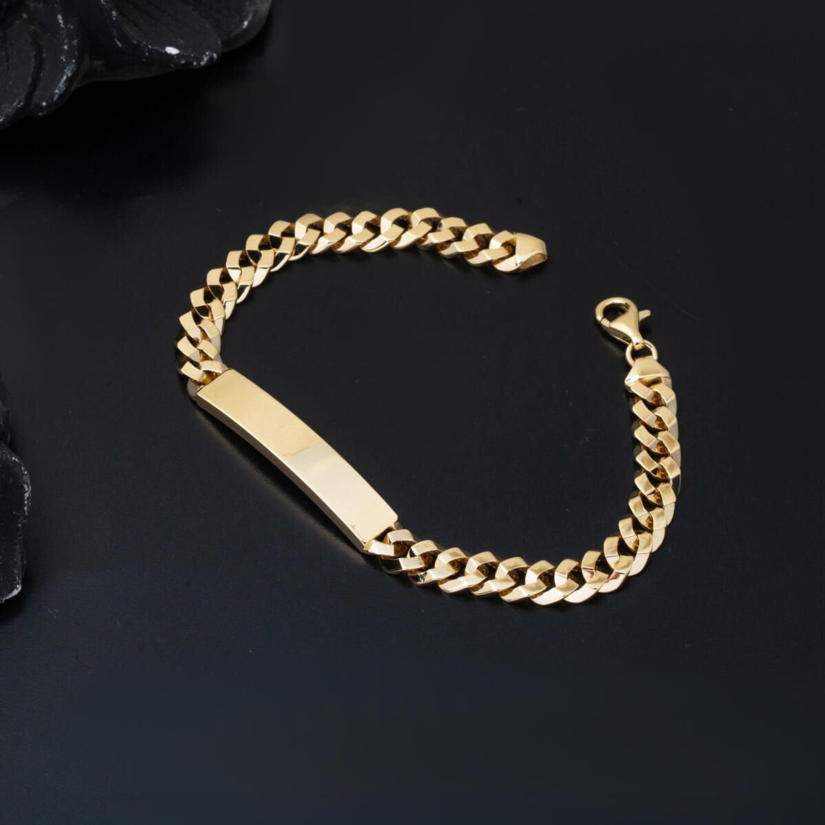 14K Yellow Gold Curb Chain Children's ID Bracelet