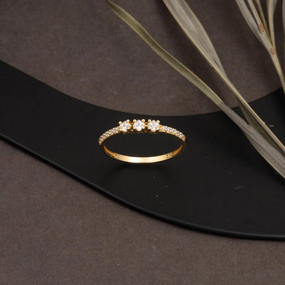 14K Yellow Gold Tria Cubic Zirconia Ring (0.97 g)