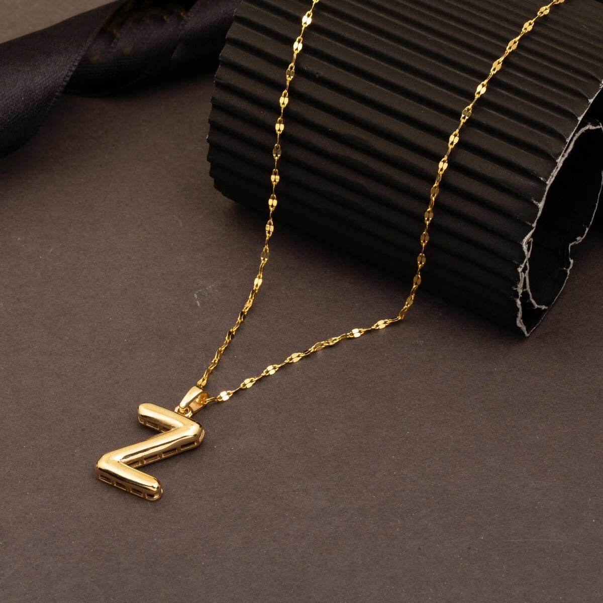 14K Yellow Gold Balloon Initial Z Necklace