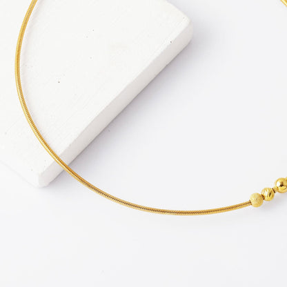 14K Yellow Gold Bead Italian Cylinder Necklace
