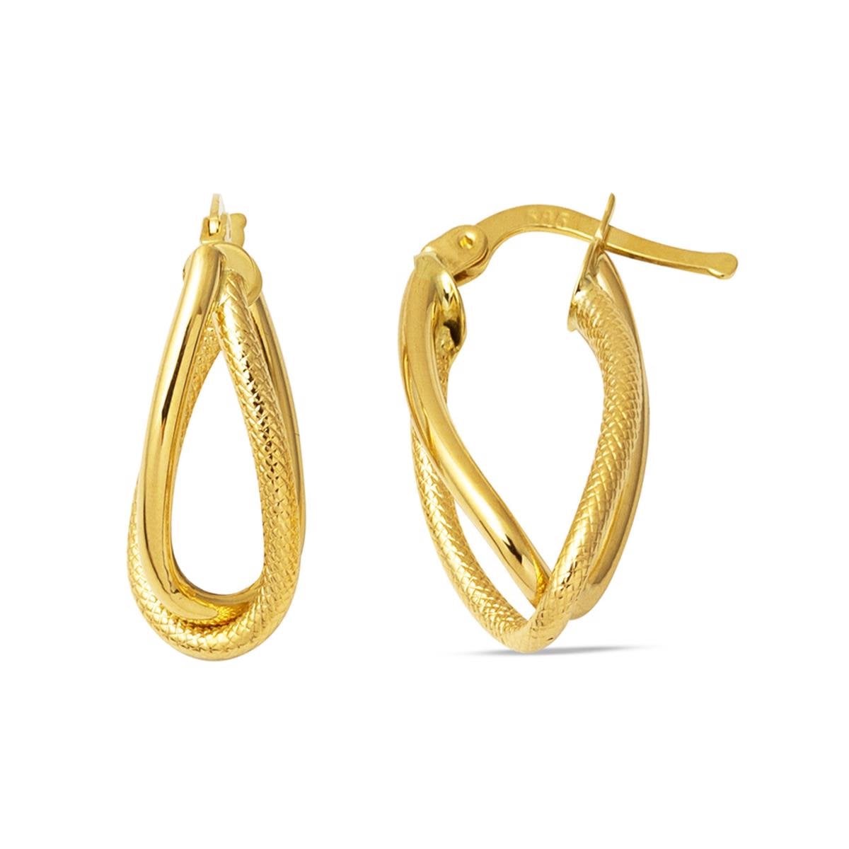 14K Yellow Gold 2.5 cm Diameter Asymmetric Hoop Earrings