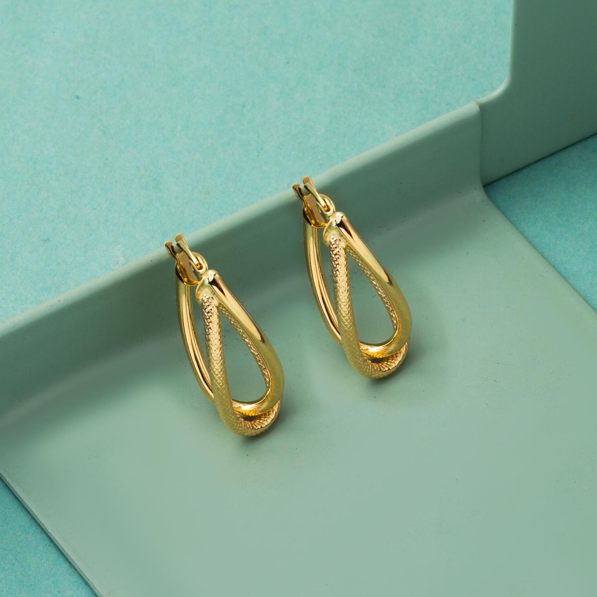 14K Yellow Gold 2.5 cm Diameter Asymmetric Hoop Earrings