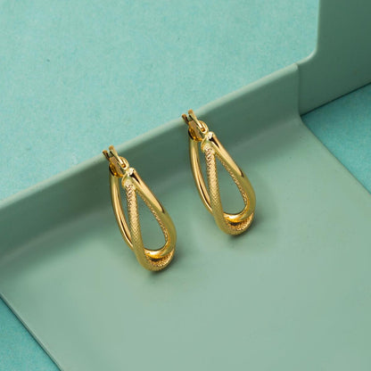14K Yellow Gold 2.5 cm Diameter Asymmetric Hoop Earrings