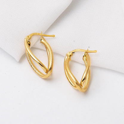 14K Yellow Gold 2.5 cm Diameter Asymmetric Hoop Earrings