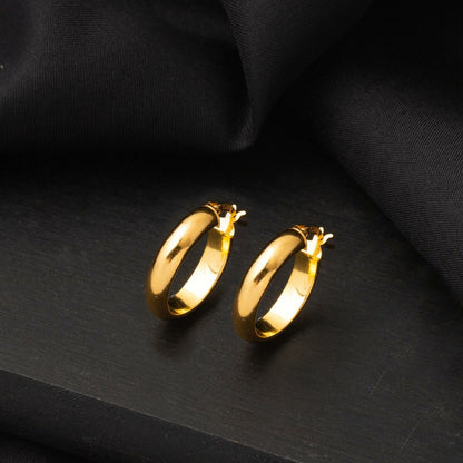 22K Yellow Gold Classic Hoop Earrings 2.5 cm Diameter