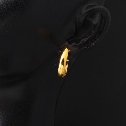 22K Yellow Gold Classic Hoop Earrings 2.5 cm Diameter