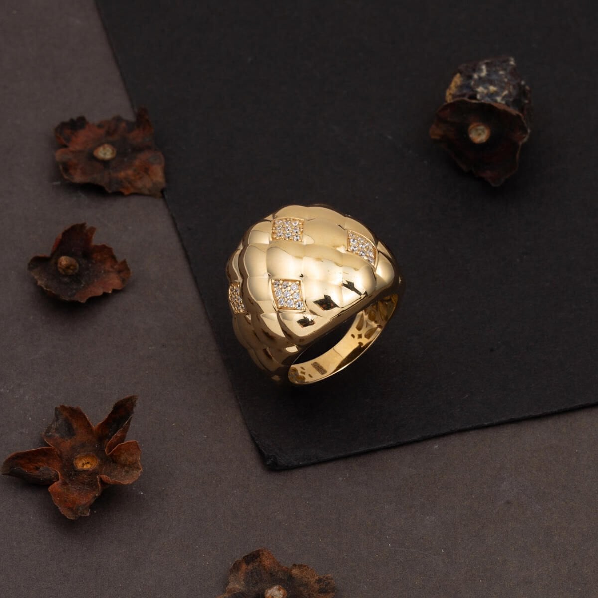 14K Yellow Gold Veloria Design Cubic Zirconia Ring