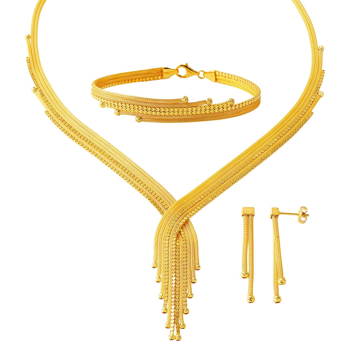 14K Yellow Gold Woven Link Braided Wedding Set