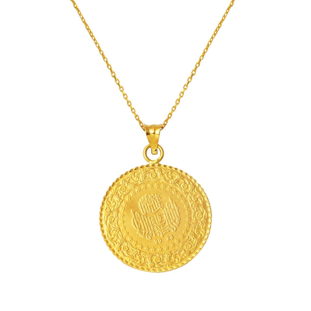 22K Yellow Gold Half Coin Necklace