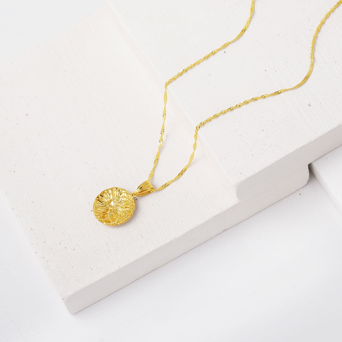 14K Yellow Gold Infinity Circle Pendant