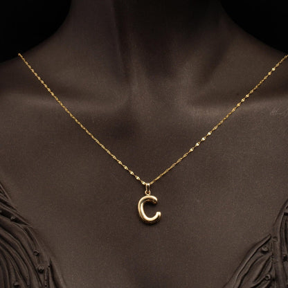 14K Yellow Gold C Balloon Initial Necklace