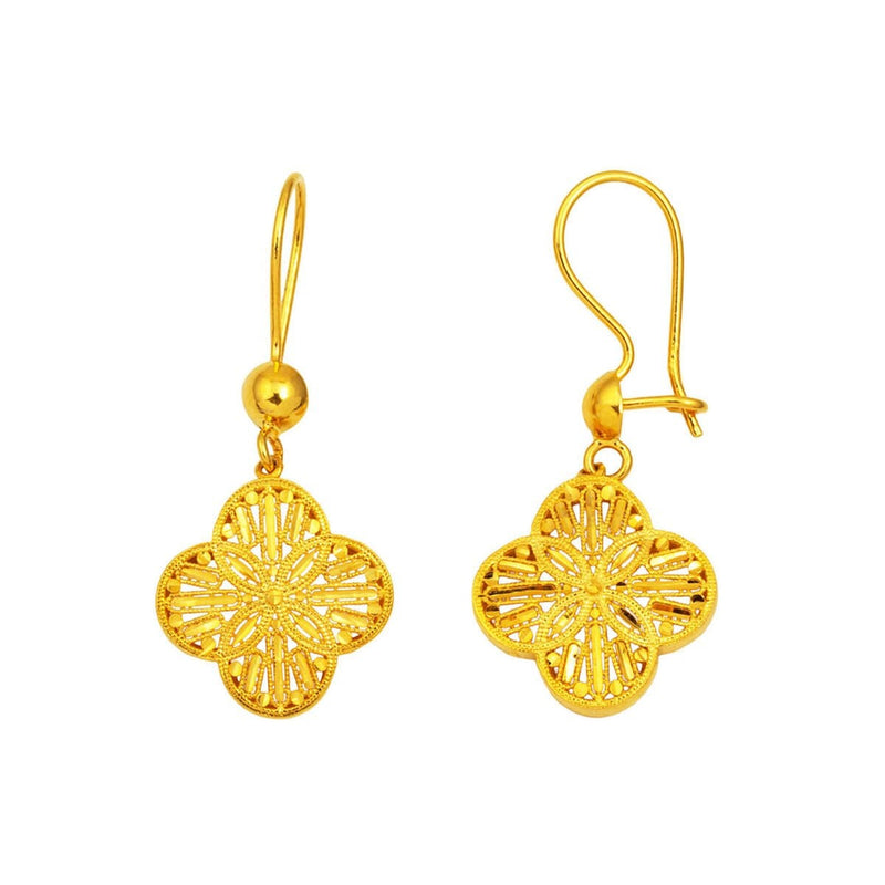 14K Yellow Gold Flower of Life Dangle Earrings (3.33 g)