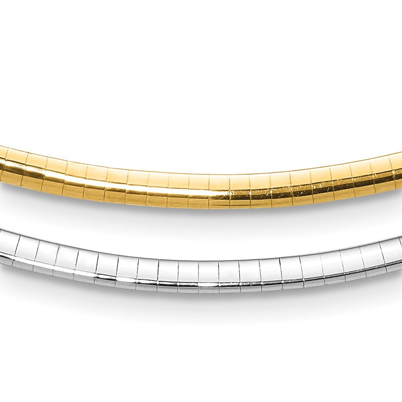 14K Two Tone 3mm Reversible Omega Necklace