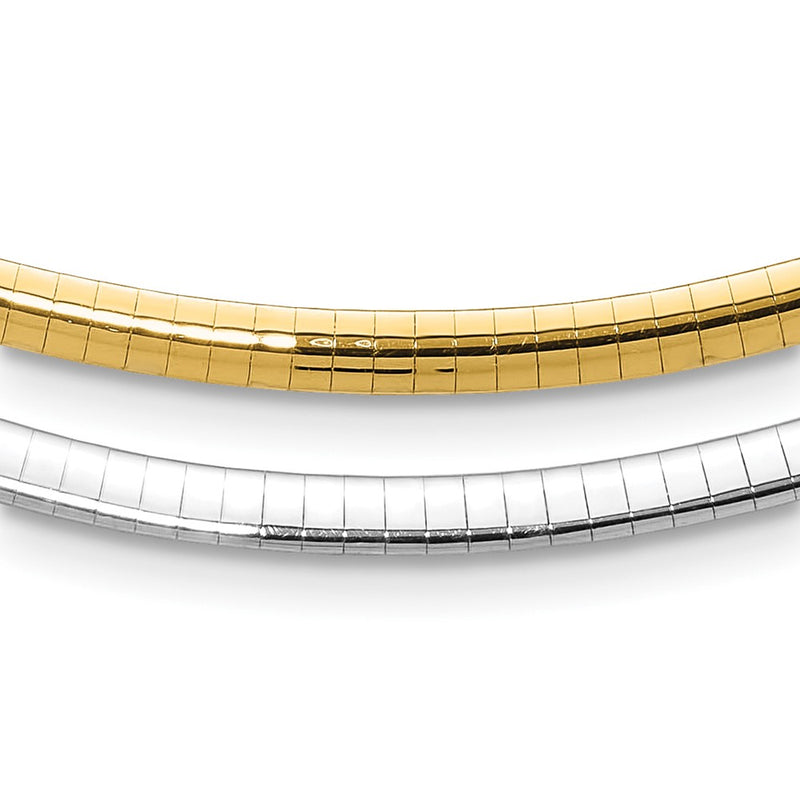 14K Two Tone 4mm Reversible Omega Necklace