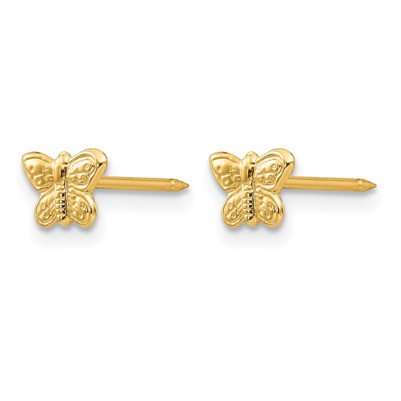 14K Yellow Gold 7mm Butterfly Earrings