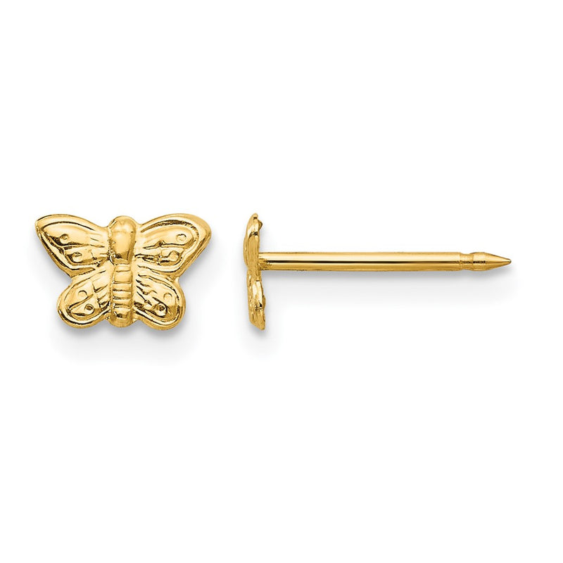 14K Yellow Gold 7mm Butterfly Earrings