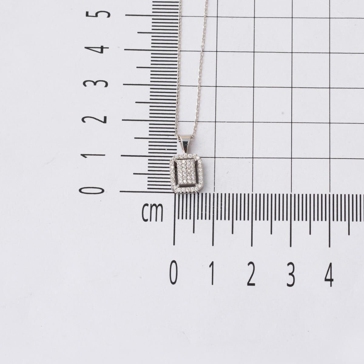 14K White Gold 0.23 Ct Square-Cut Diamond Necklace