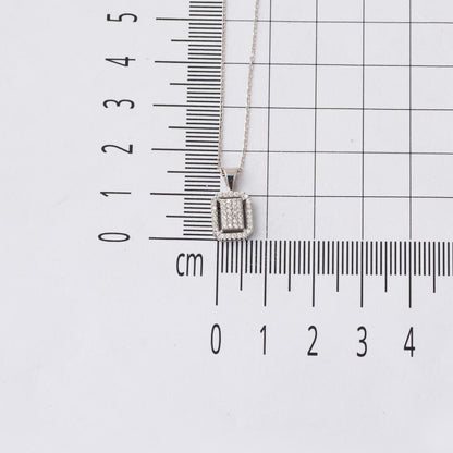 14K White Gold 0.23 Ct Square-Cut Diamond Necklace