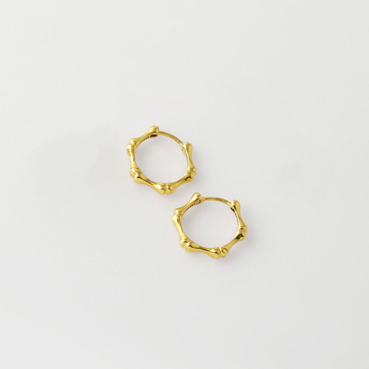 14K Yellow Gold Bone Design Hoop Earrings