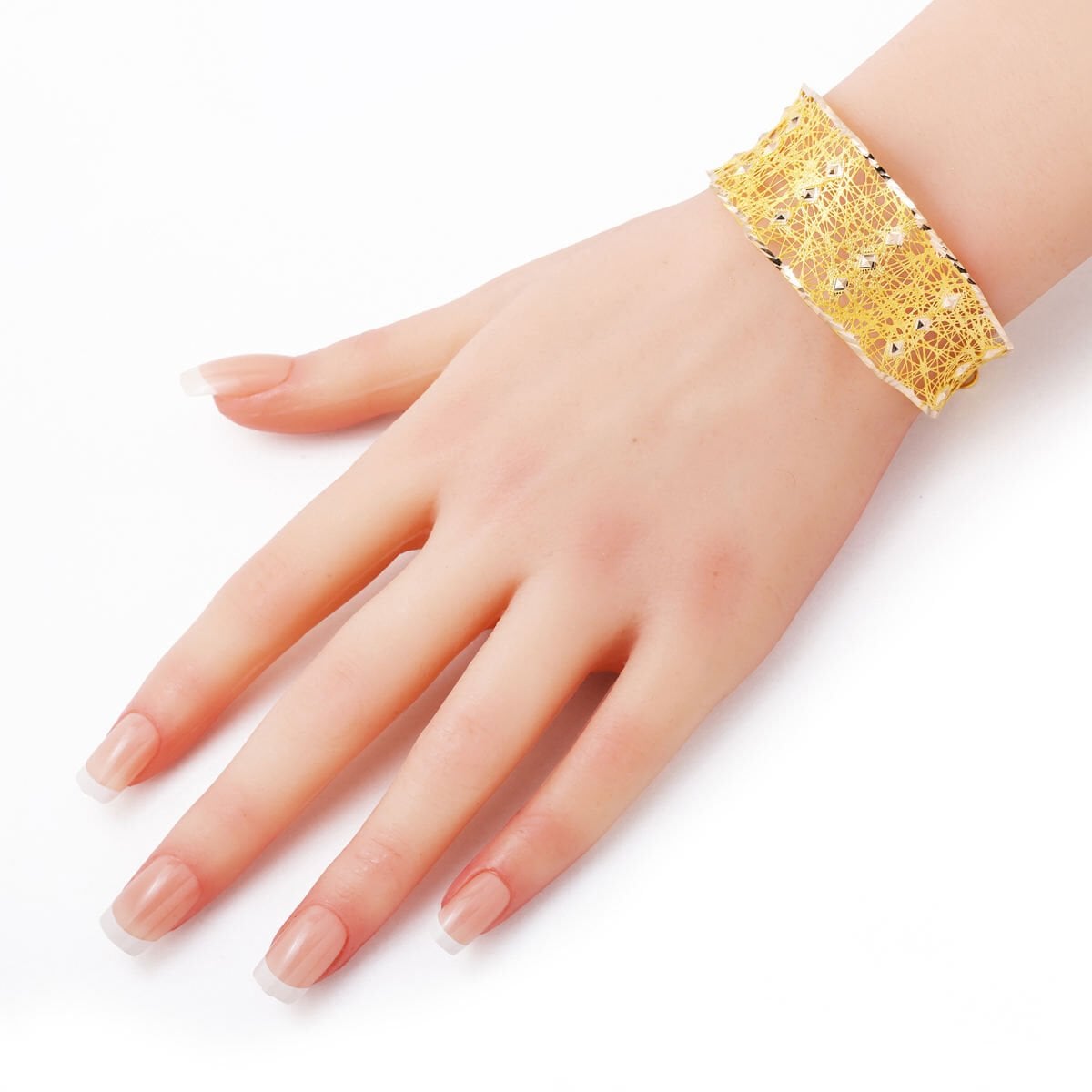 14K Yellow Gold Indian Style Hinged Cuff Bangle