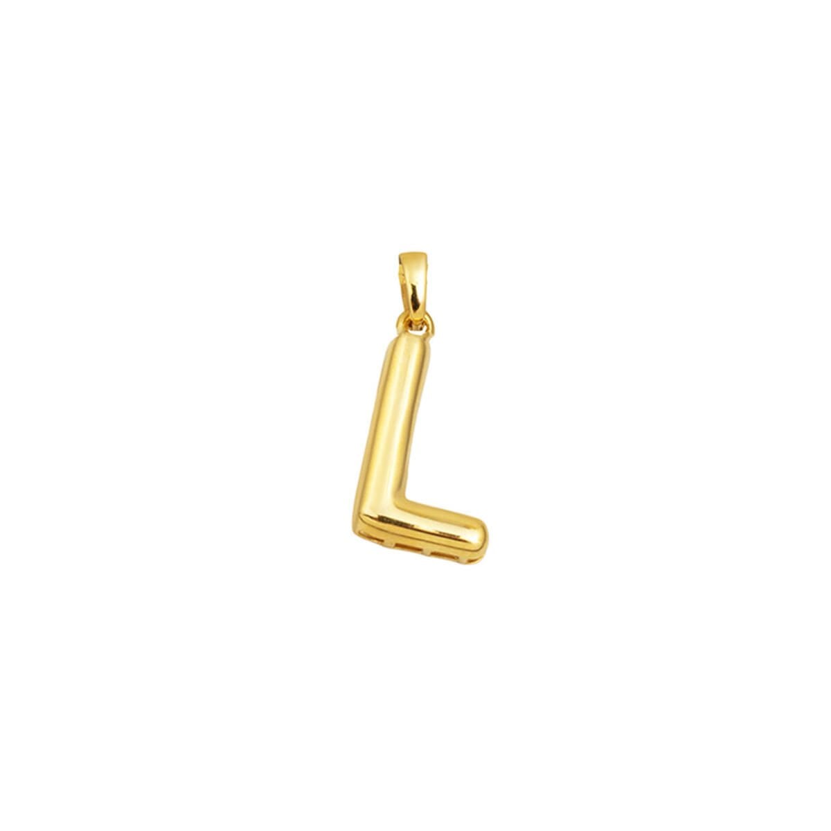 14K Yellow Gold Balloon Initial L Pendant