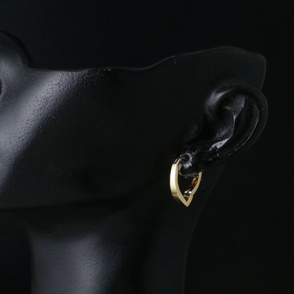 14K Yellow Gold Leaf Hoop Earrings