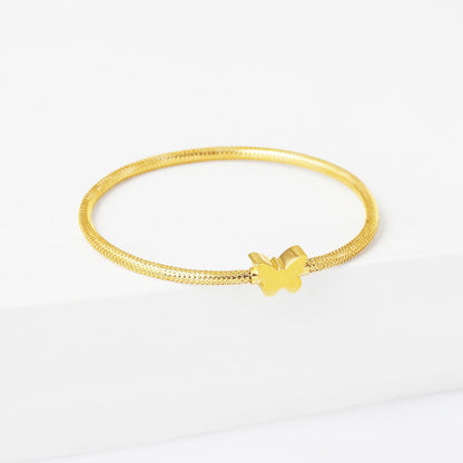 14K Yellow Gold Butterfly Italian Children's Bangle