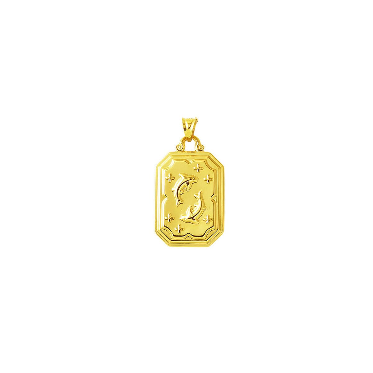 14K Yellow Gold Retro Fish Zodiac Pendant